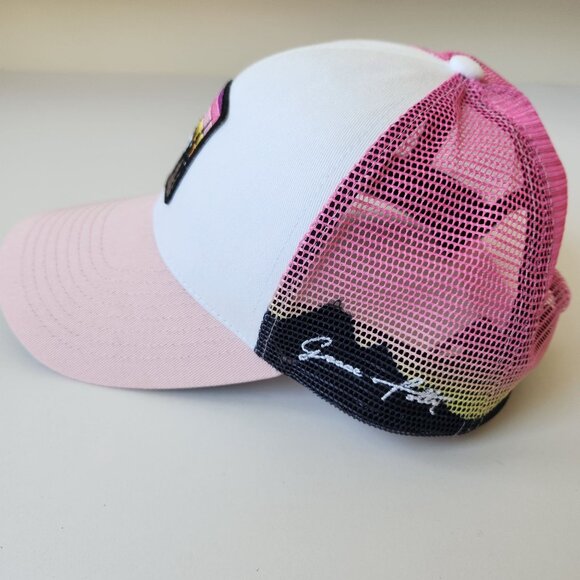 Grace Folly Beach Trucker Hat Mountain Patch Pink Mesh Adjustable Baseball Cap - Picture 4 of 8